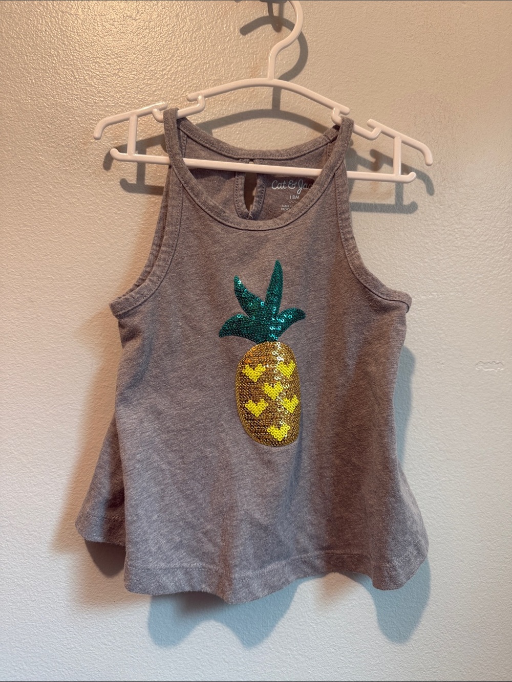 Cat & Jack Gray Tank Top with Sequin Pineapple